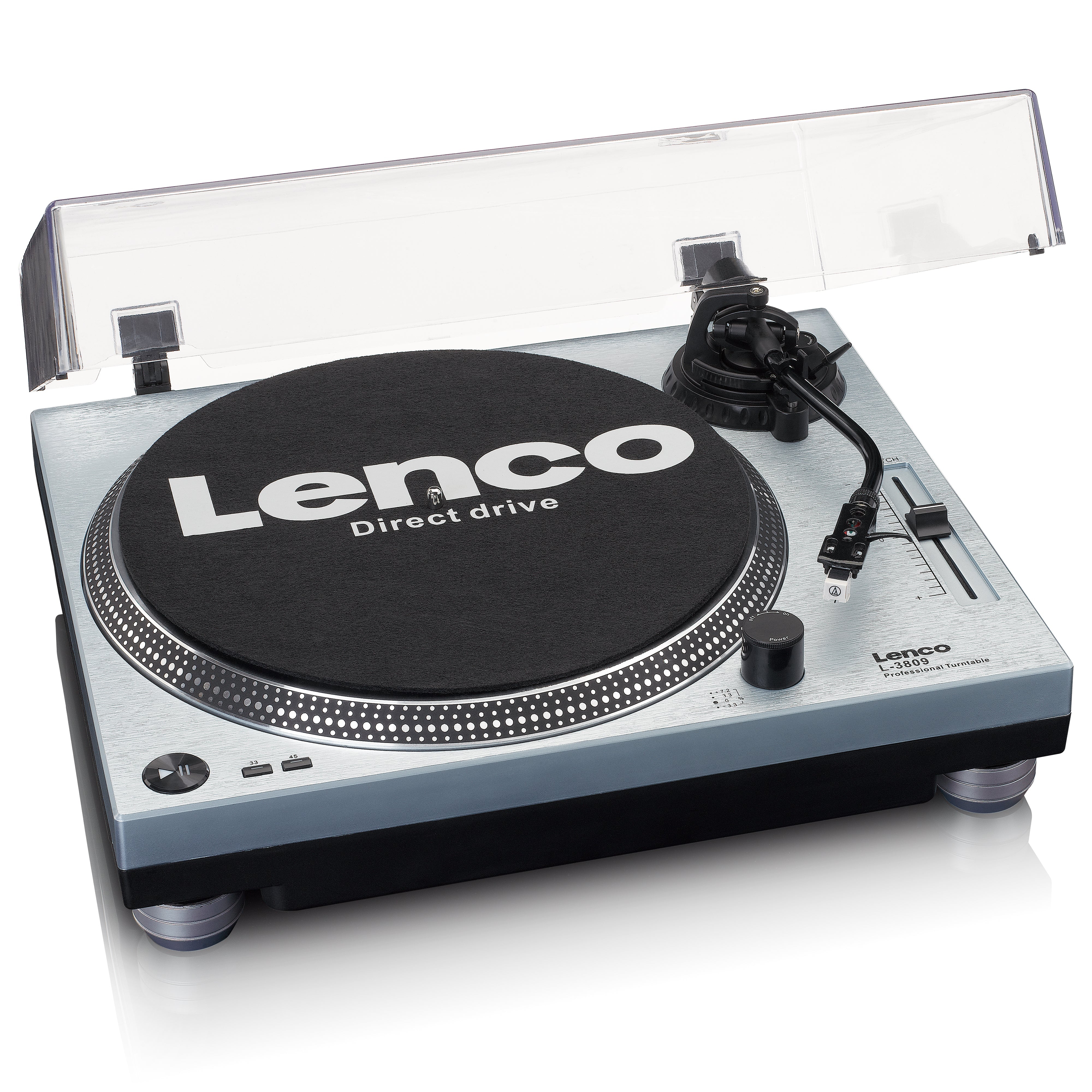 LENCO L-3809ME - Direct drive turntable with USB / PC Encoding - Metallic blue - Refurbished