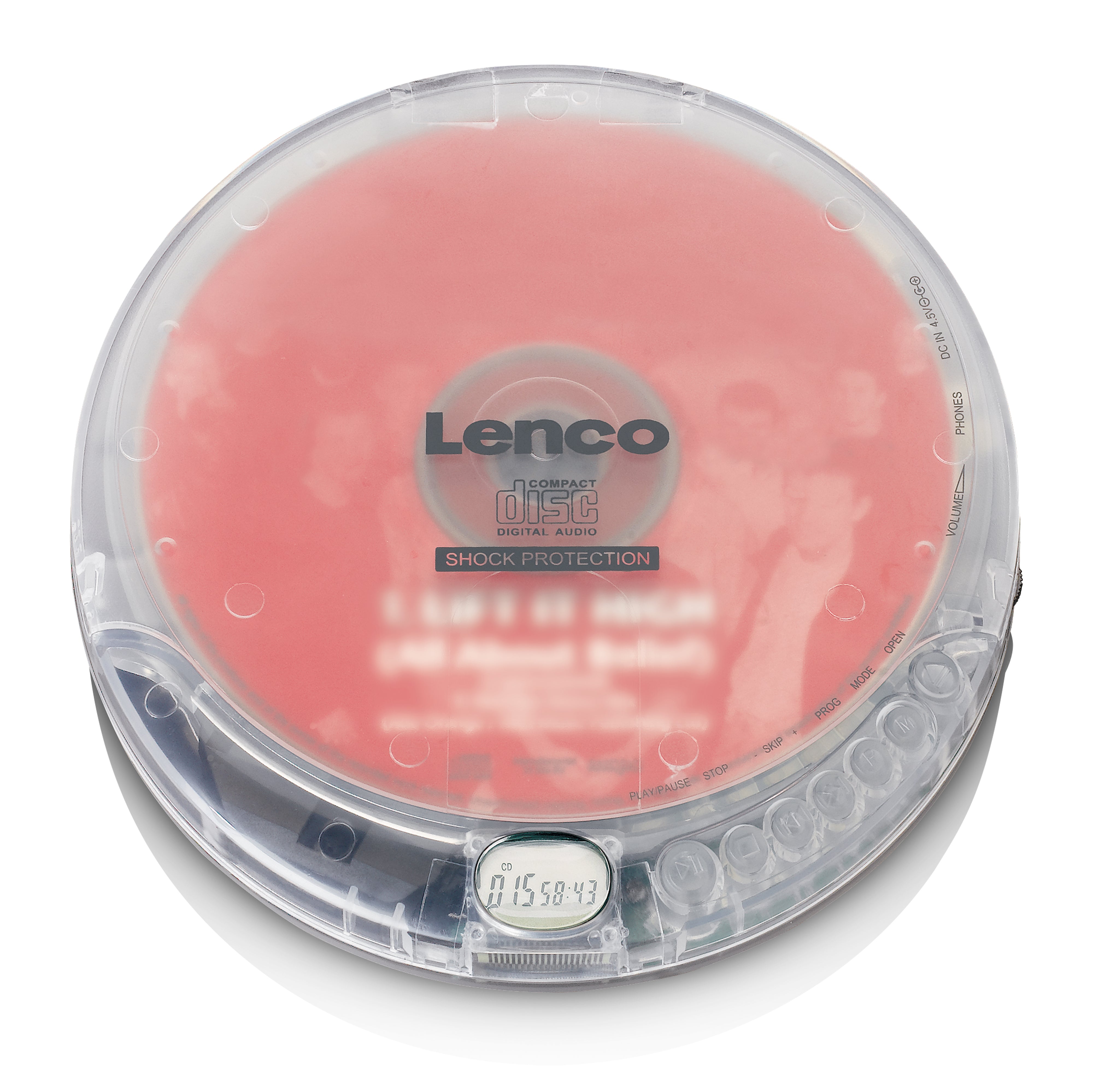 LENCO CD-202TR - Portable CD-player with anti-shock - Transparent