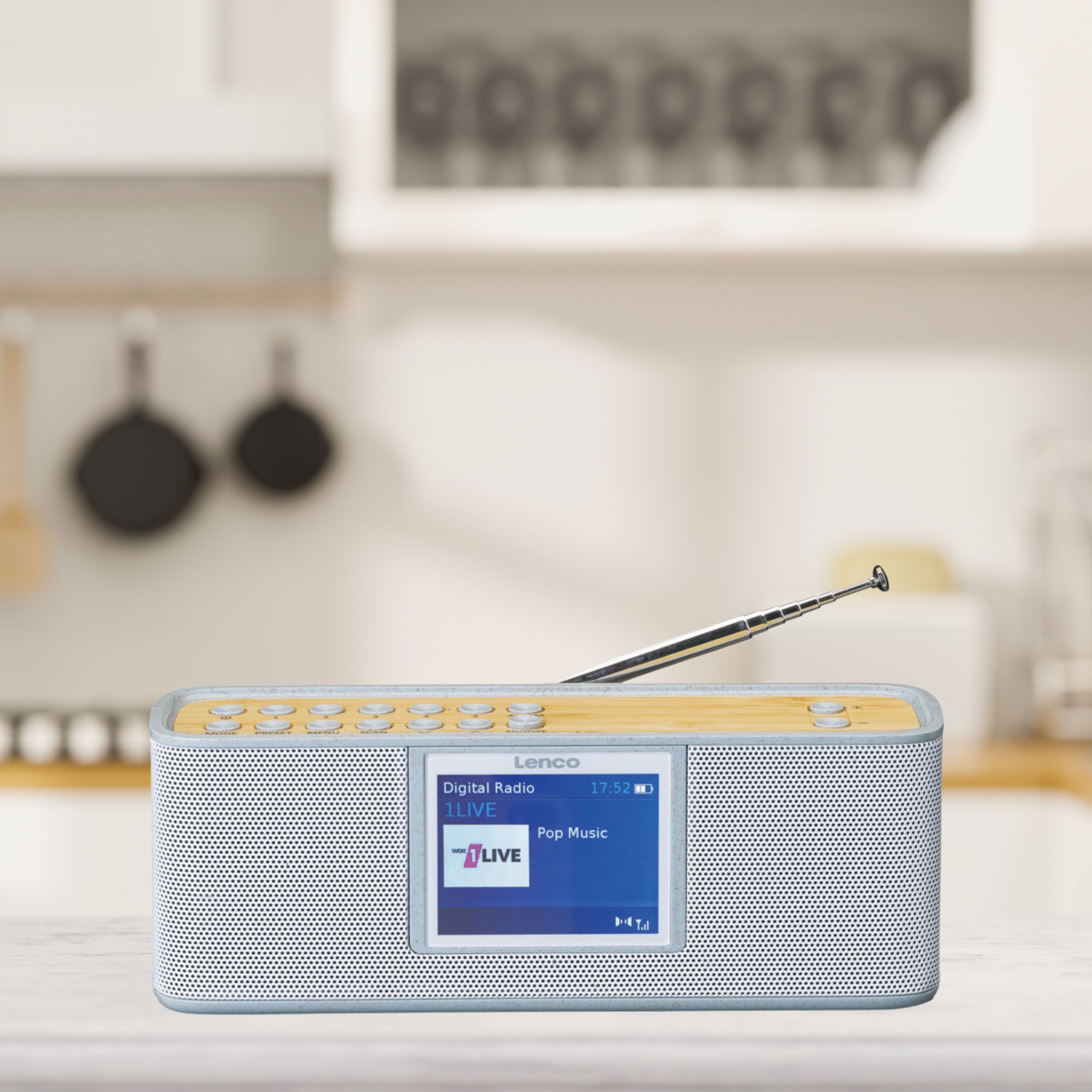 LENCO PDR-046GY - Eco DAB+ radio met Bluetooth® 5.0, white/bamboo - Refurbished