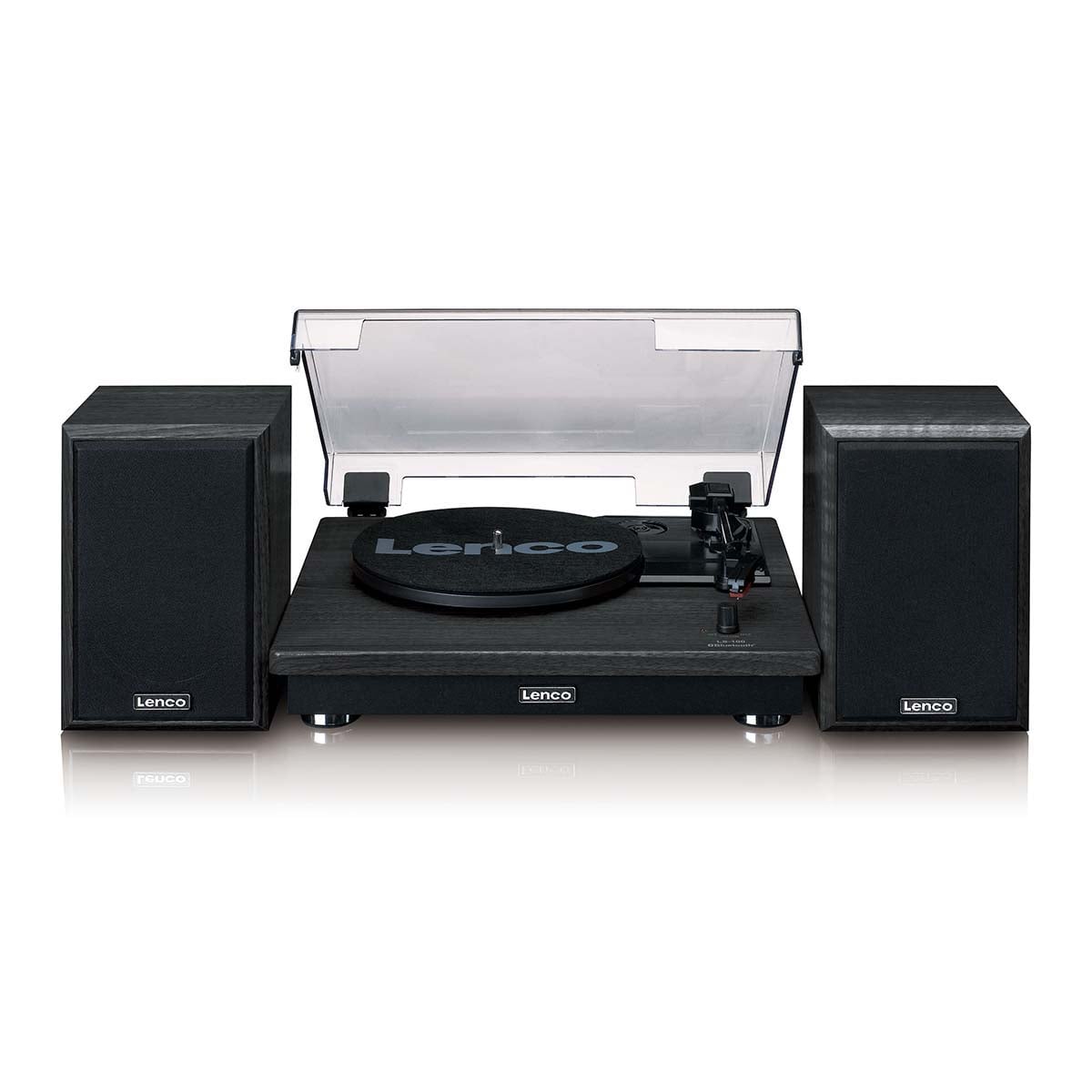 Lenco LS-100BK turntable with two external speakers - black