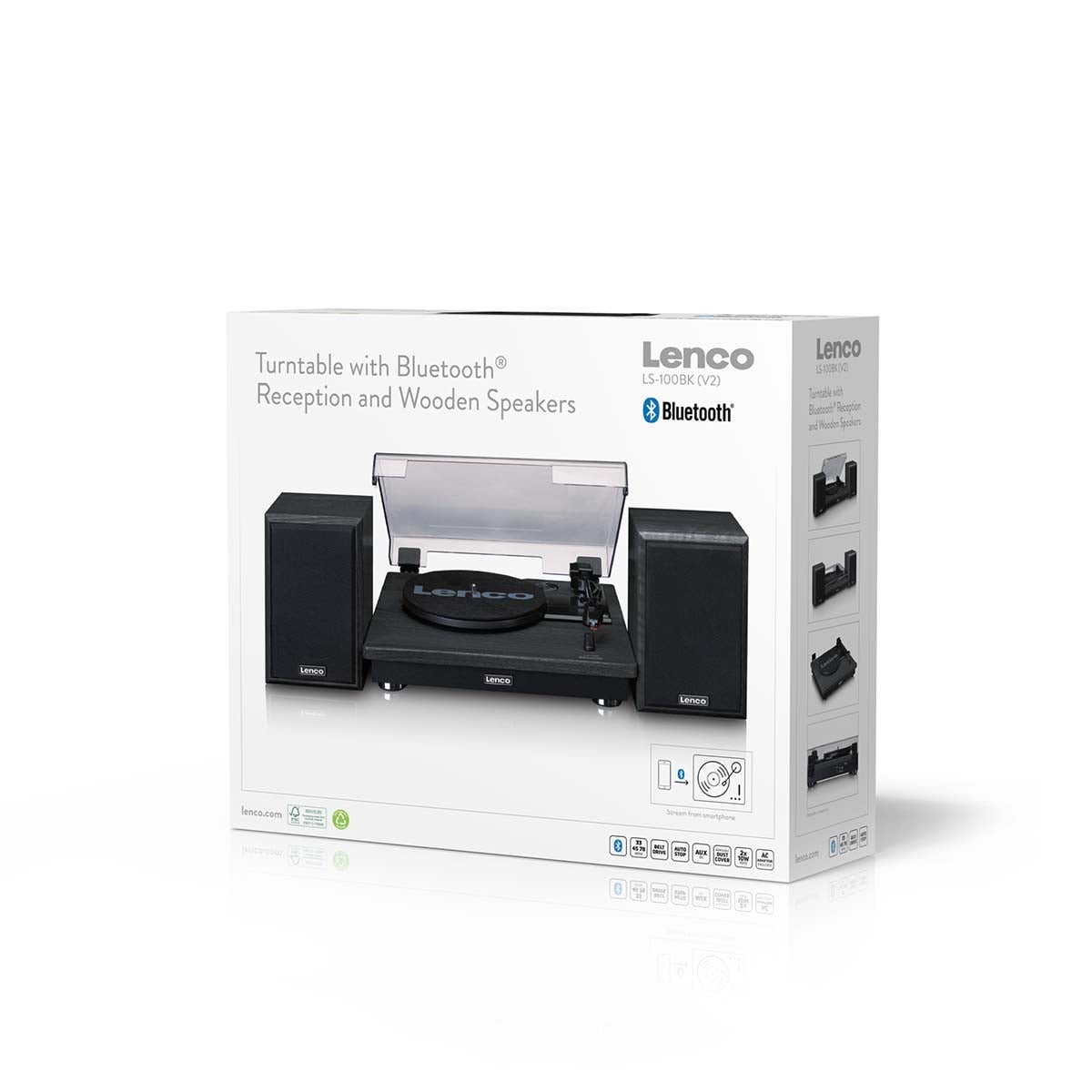 Lenco LS-100BK turntable with two external speakers - black