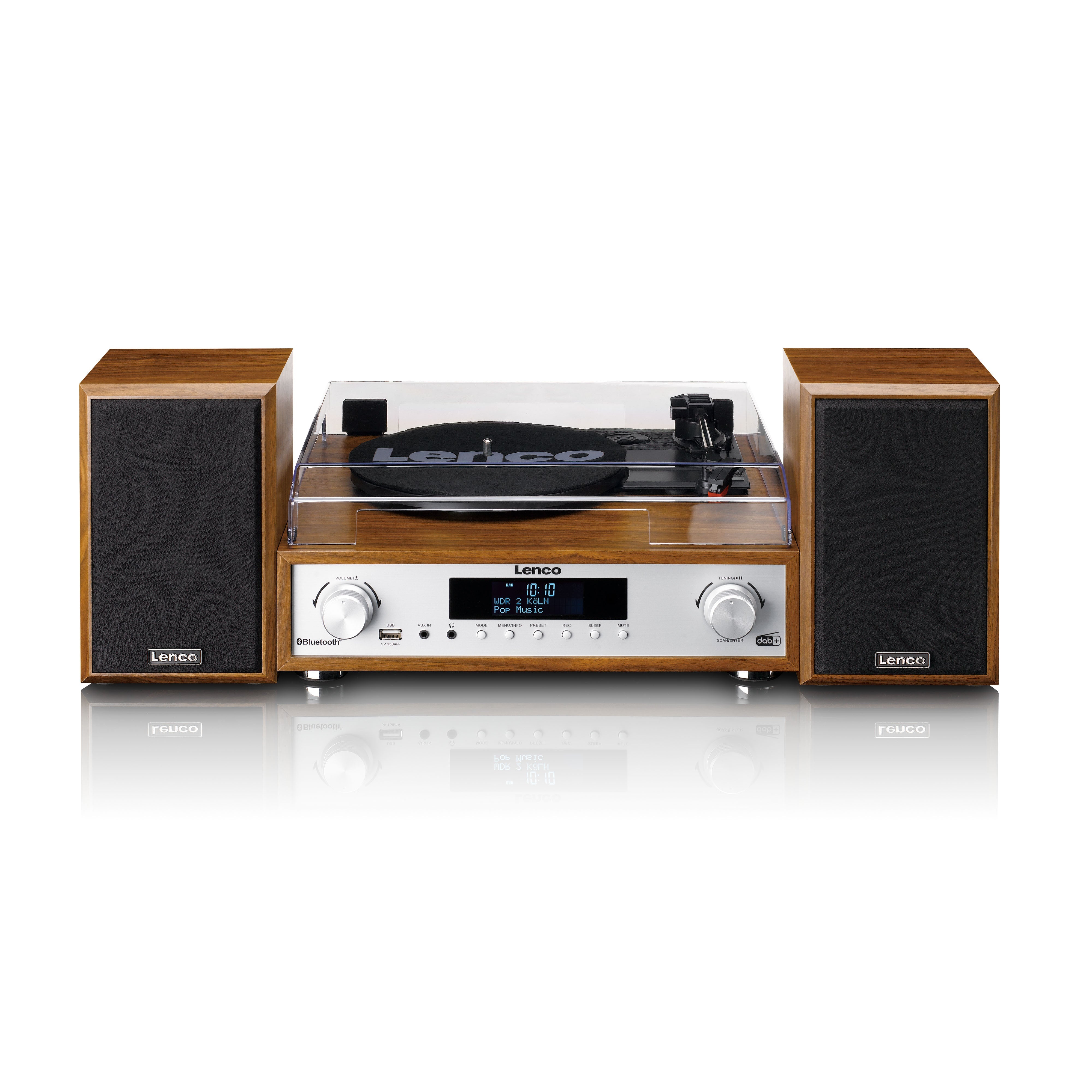 Lenco MC-160WD, Turntable with Bluetooth and Speakers, Wood - Refurbished