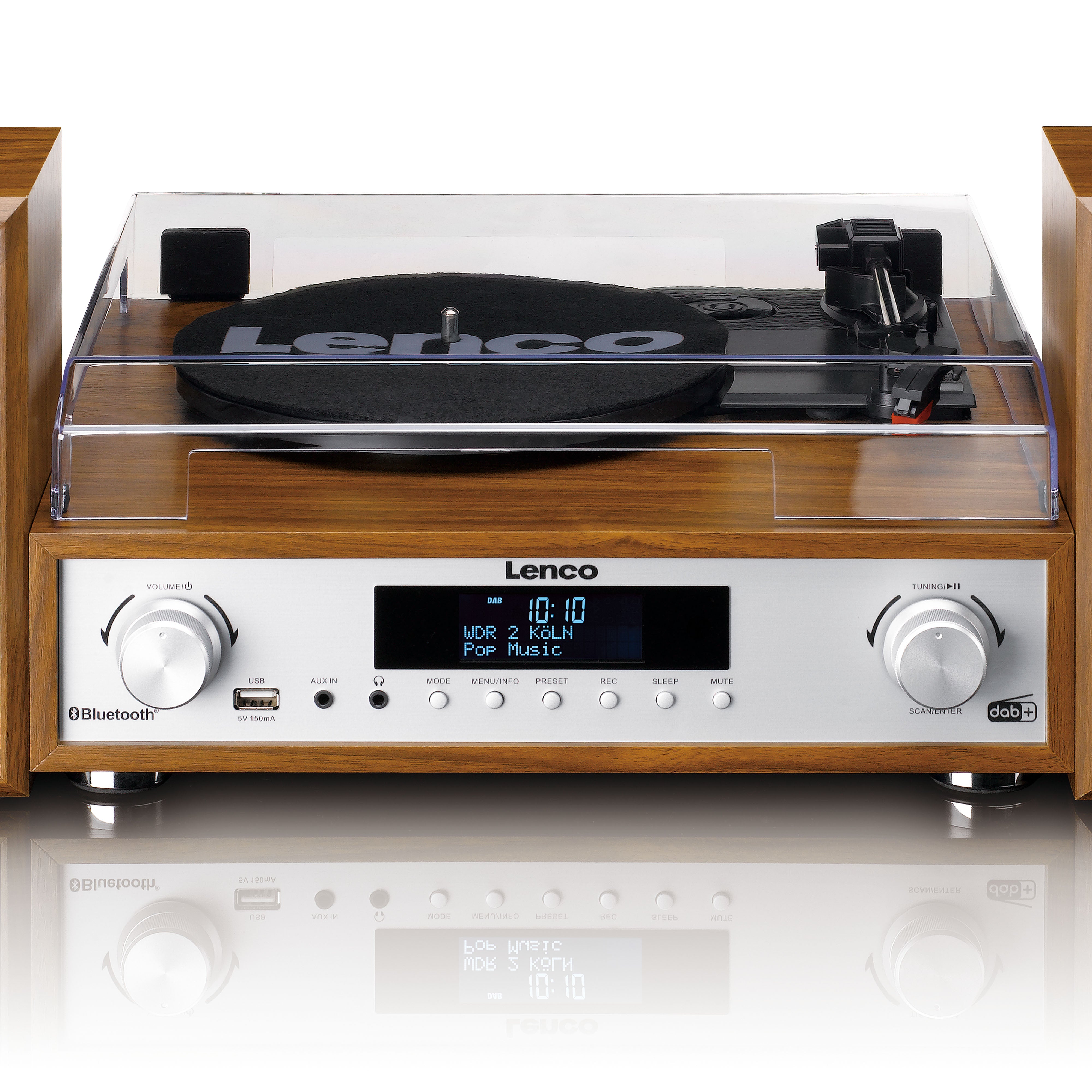 Lenco MC-160WD, Turntable with Bluetooth and Speakers, Wood