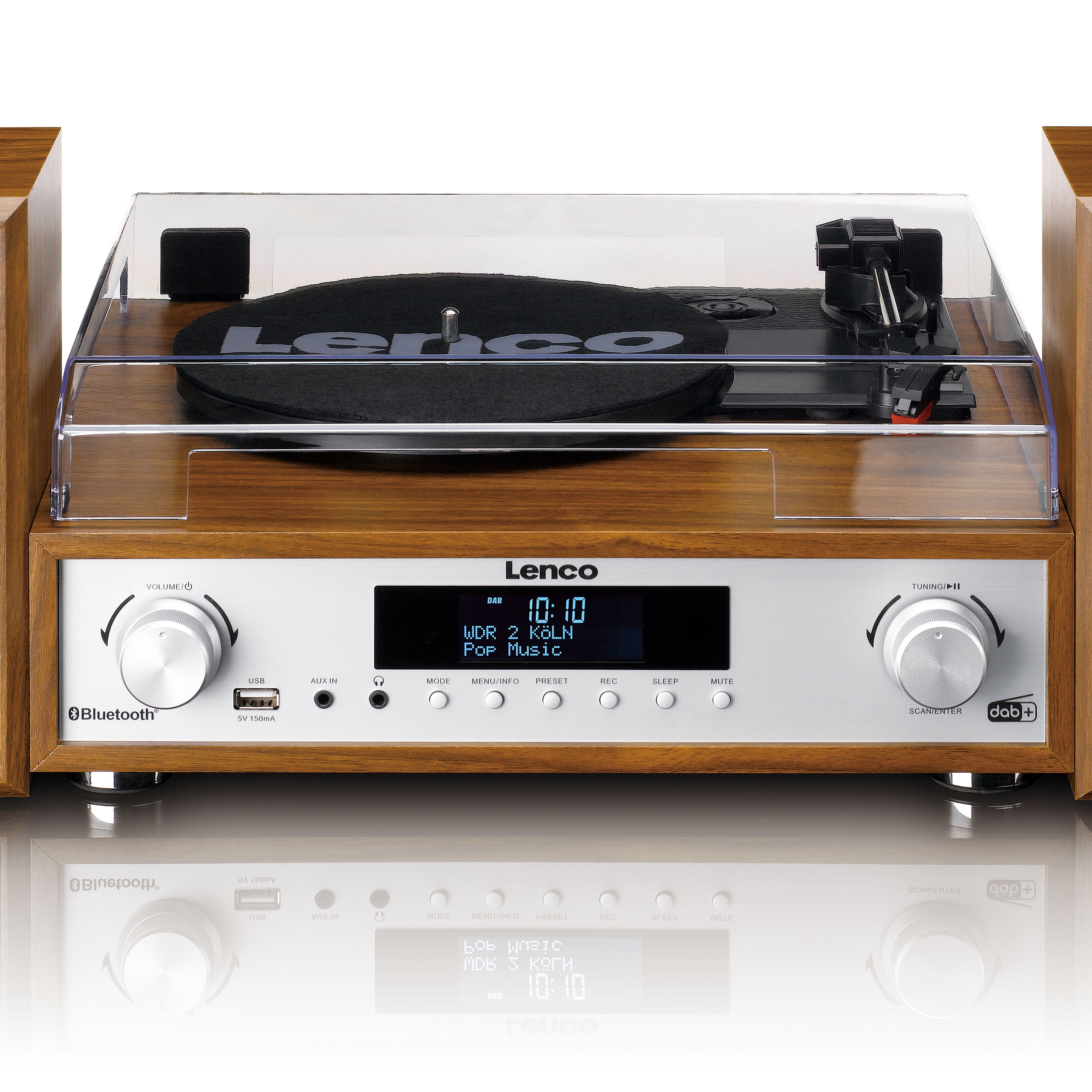 Lenco MC-160WD, Turntable with Bluetooth and Speakers, Wood - Refurbished
