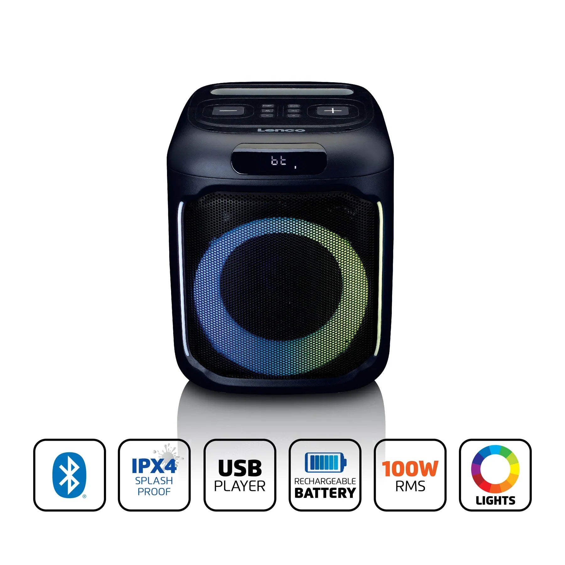 Lenco PA-100 - Party speaker with lights and wireless mic - Refurbished