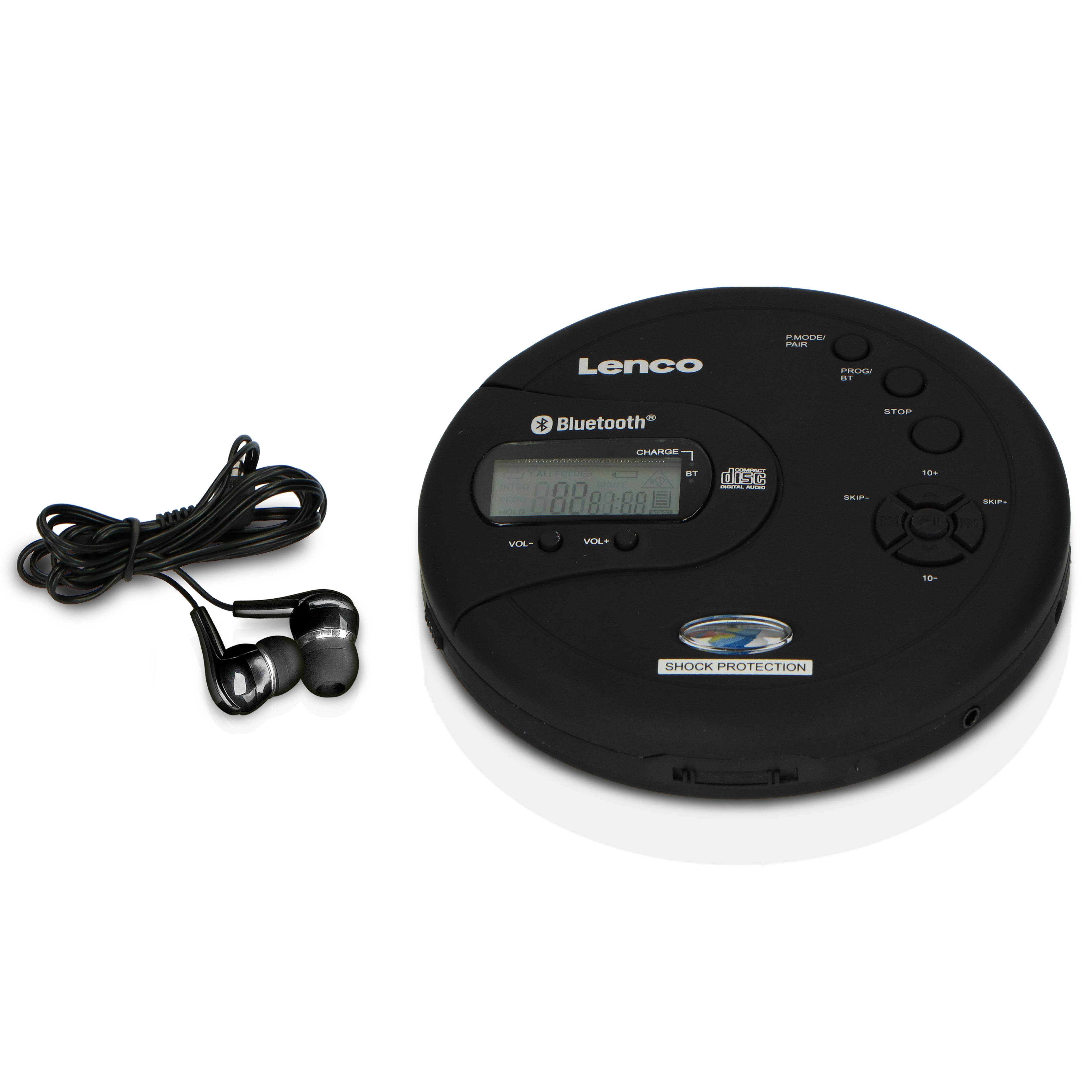 LENCO CD-300BK - Portable Bluetooth® CD-MP3 player with antishock - Black - Refurbished