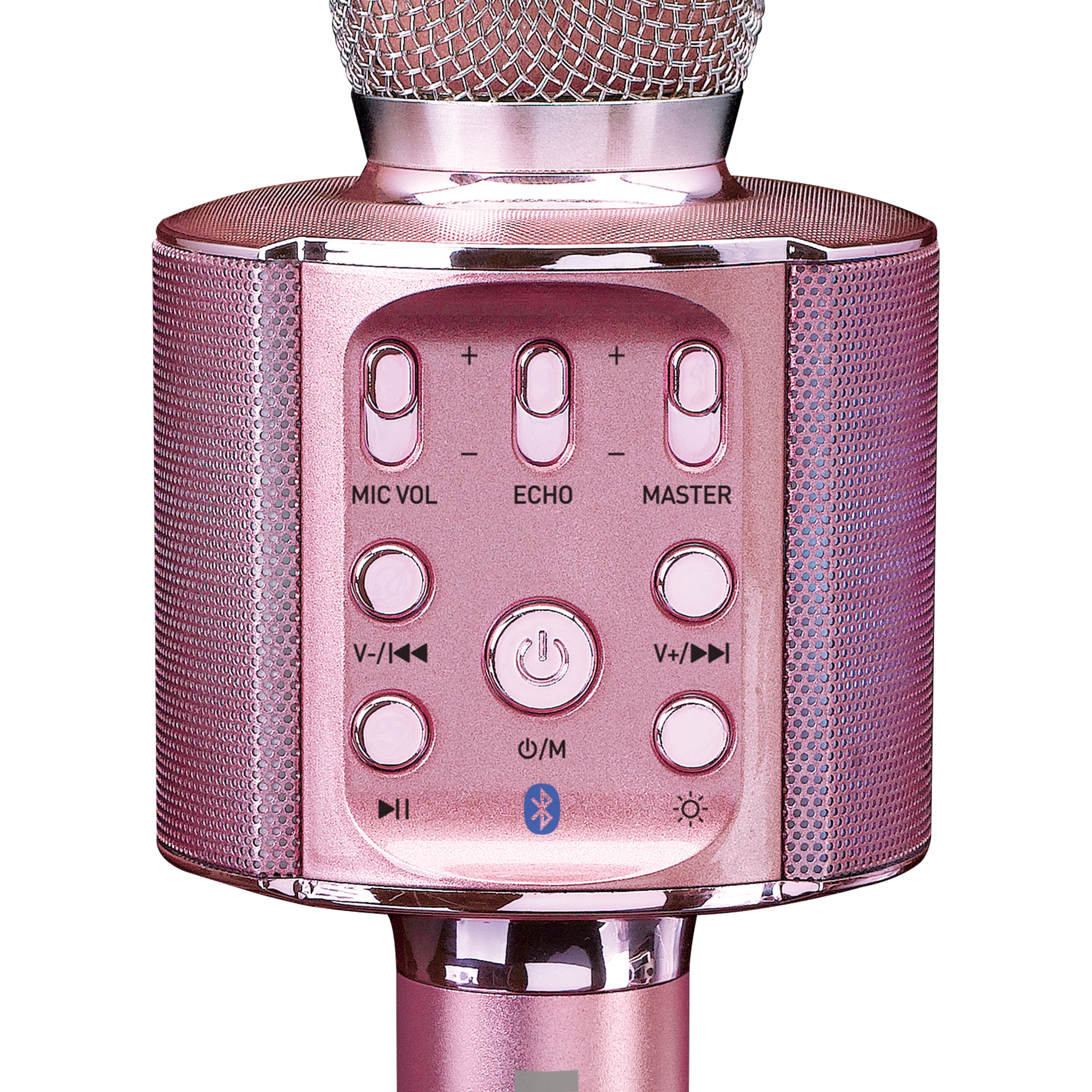 LENCO BMC-090PK - Bluetooth® Karaoke microphone with speaker & lighting - Pink - Refurbished