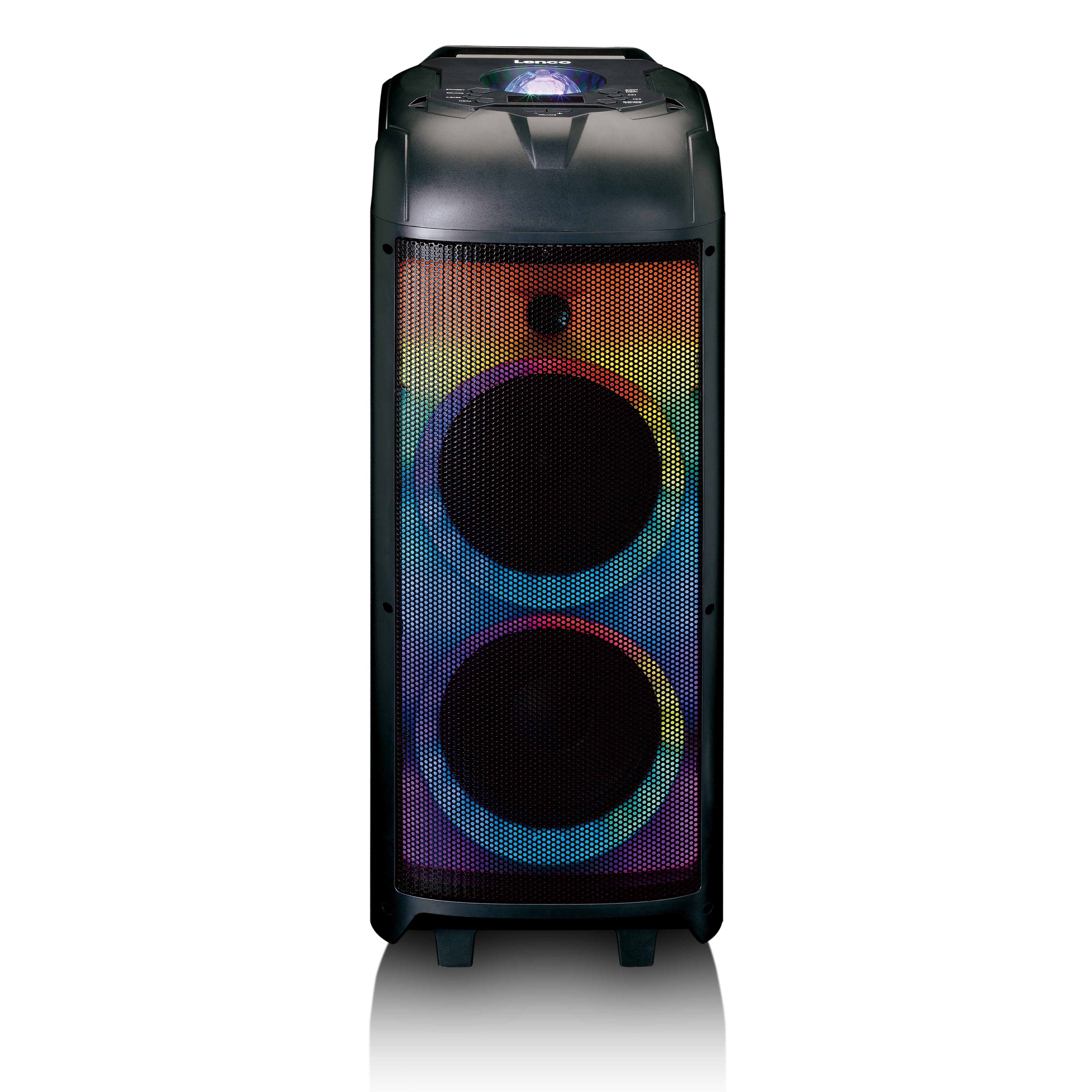 LENCO - PA-260BK - PA with full front LED lighting and disco ball - Refurbished