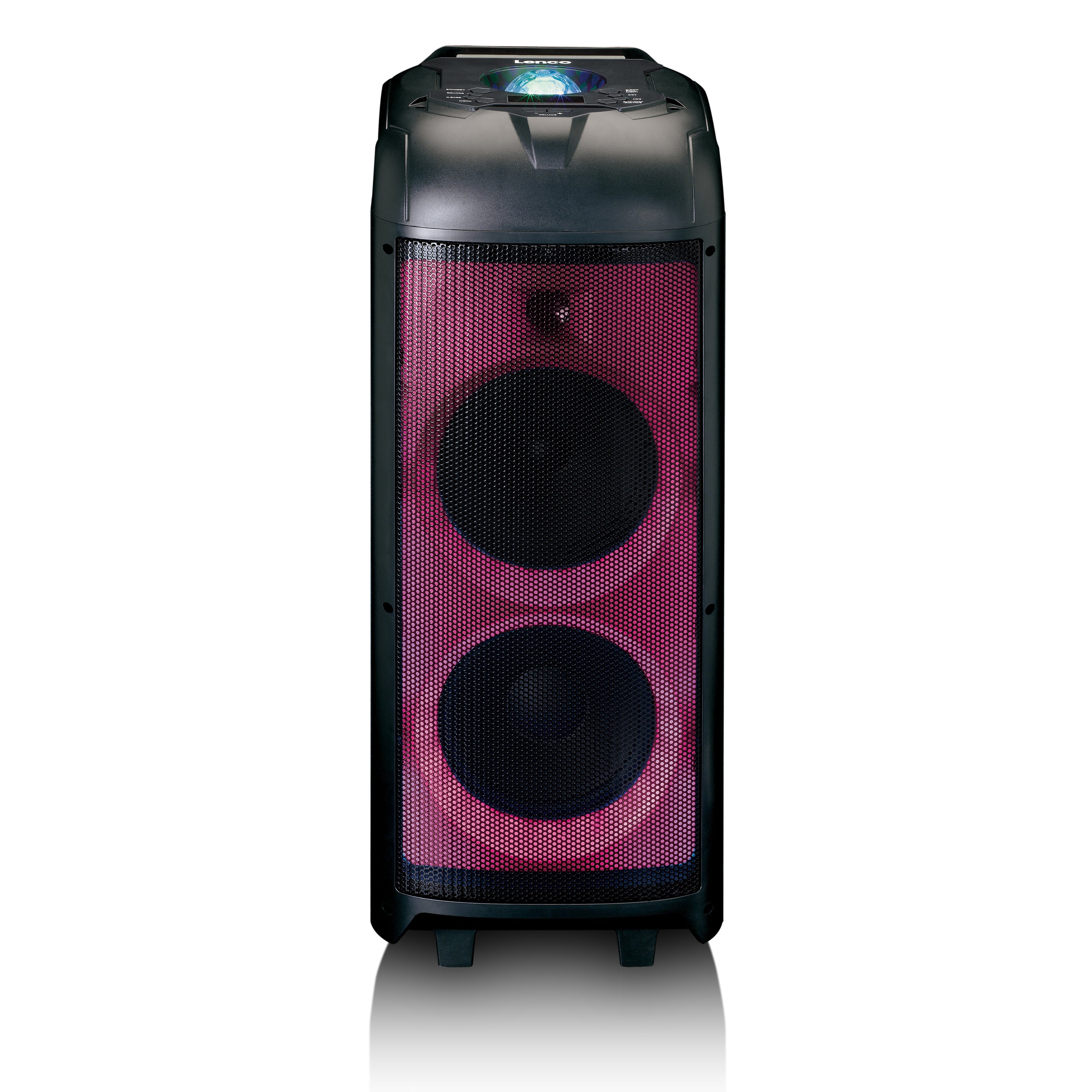 LENCO - PA-260BK - PA with full front LED lighting and disco ball - Refurbished