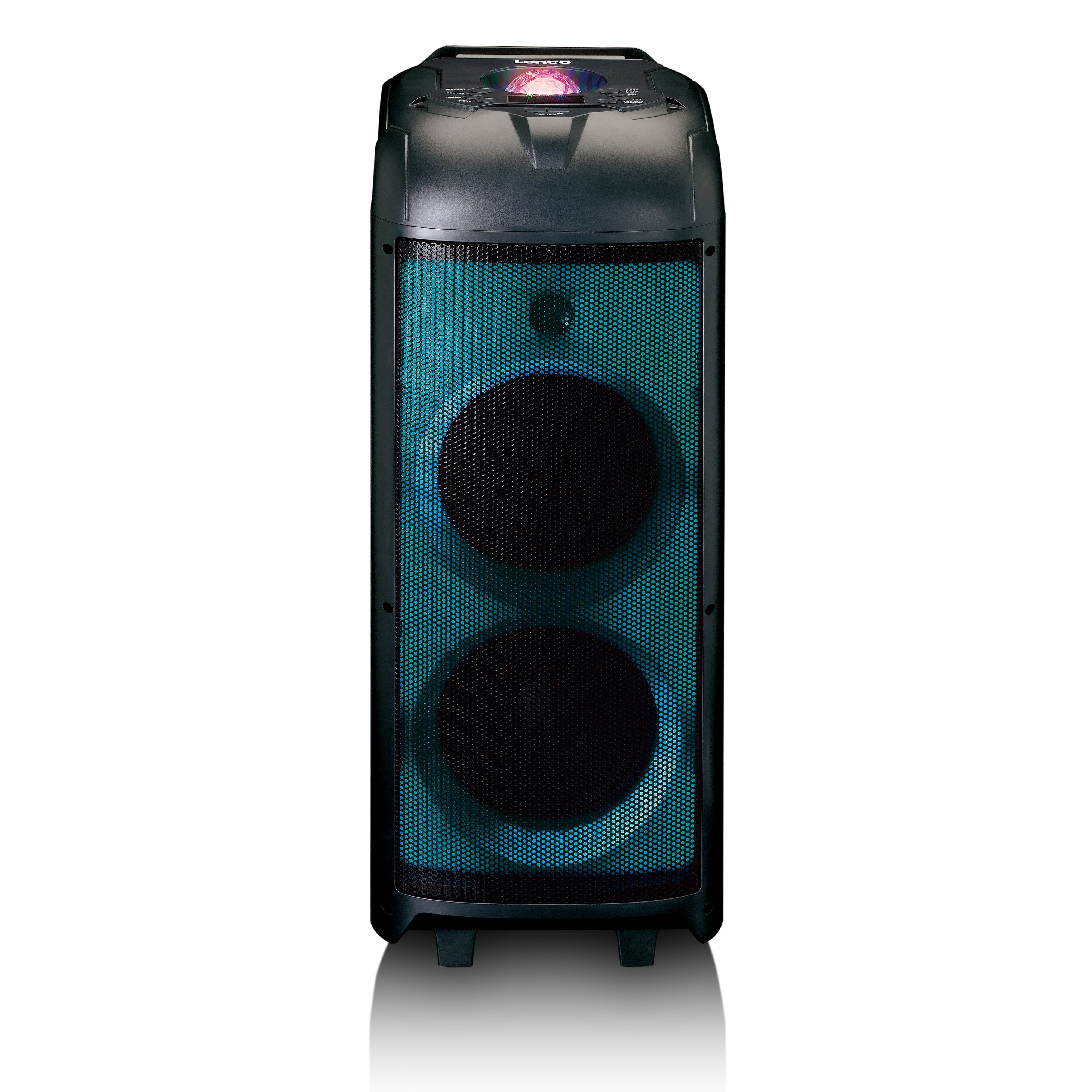 LENCO - PA-260BK - PA with full front LED lighting and disco ball - Refurbished