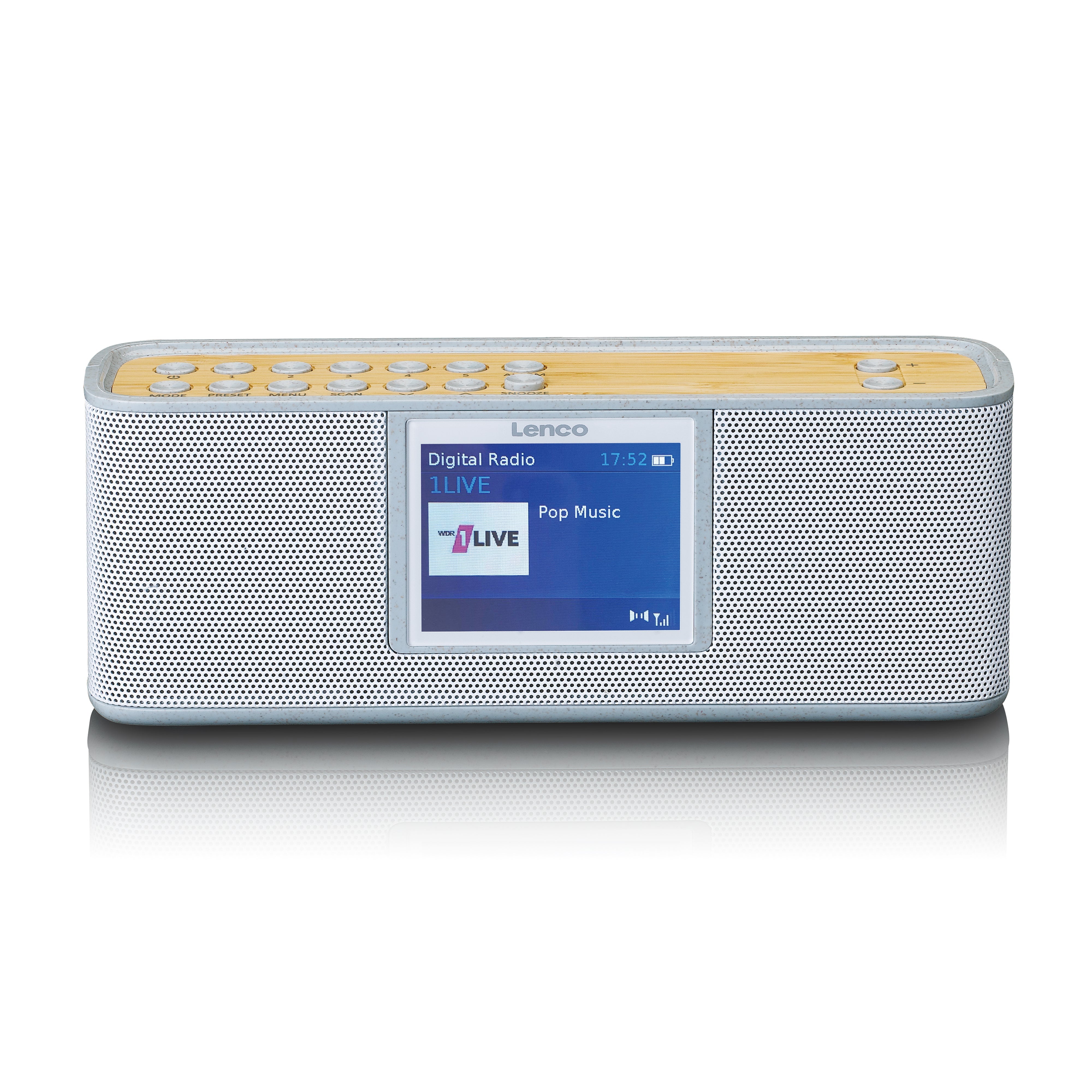 LENCO PDR-046GY - Eco DAB+ radio met Bluetooth® 5.0, white/bamboo - Refurbished