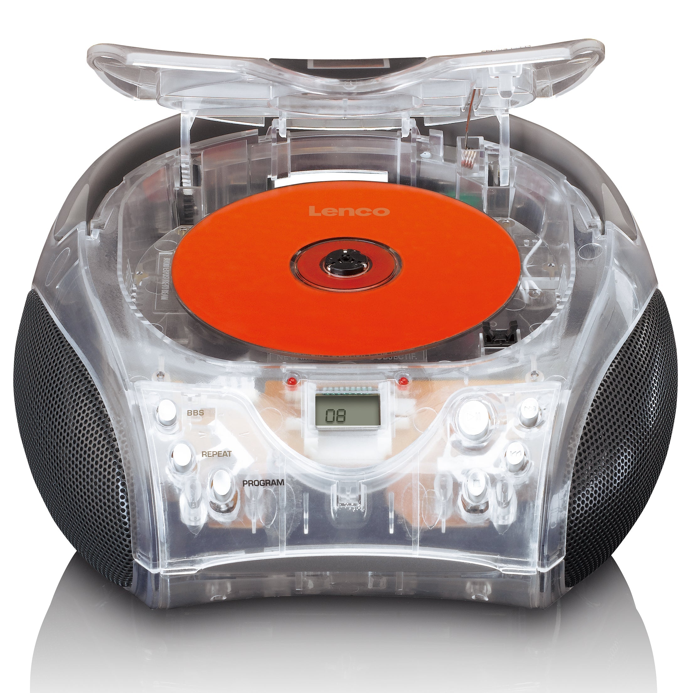 LENCO - SCD-24TR UK - Portable stereo FM radio with CD player - Transparent - Refurbished