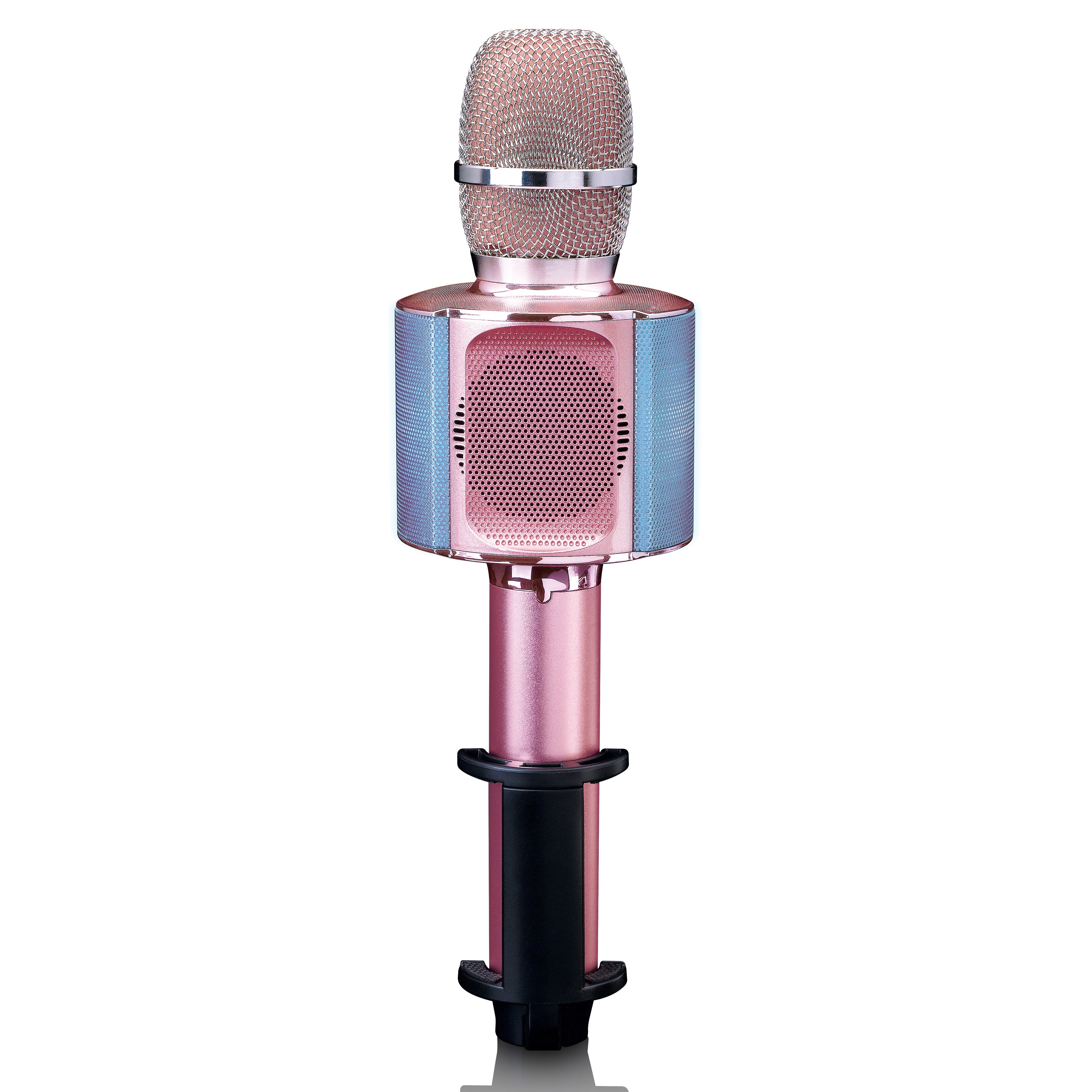 LENCO BMC-090PK - Bluetooth® Karaoke microphone with speaker & lighting - Pink - Refurbished