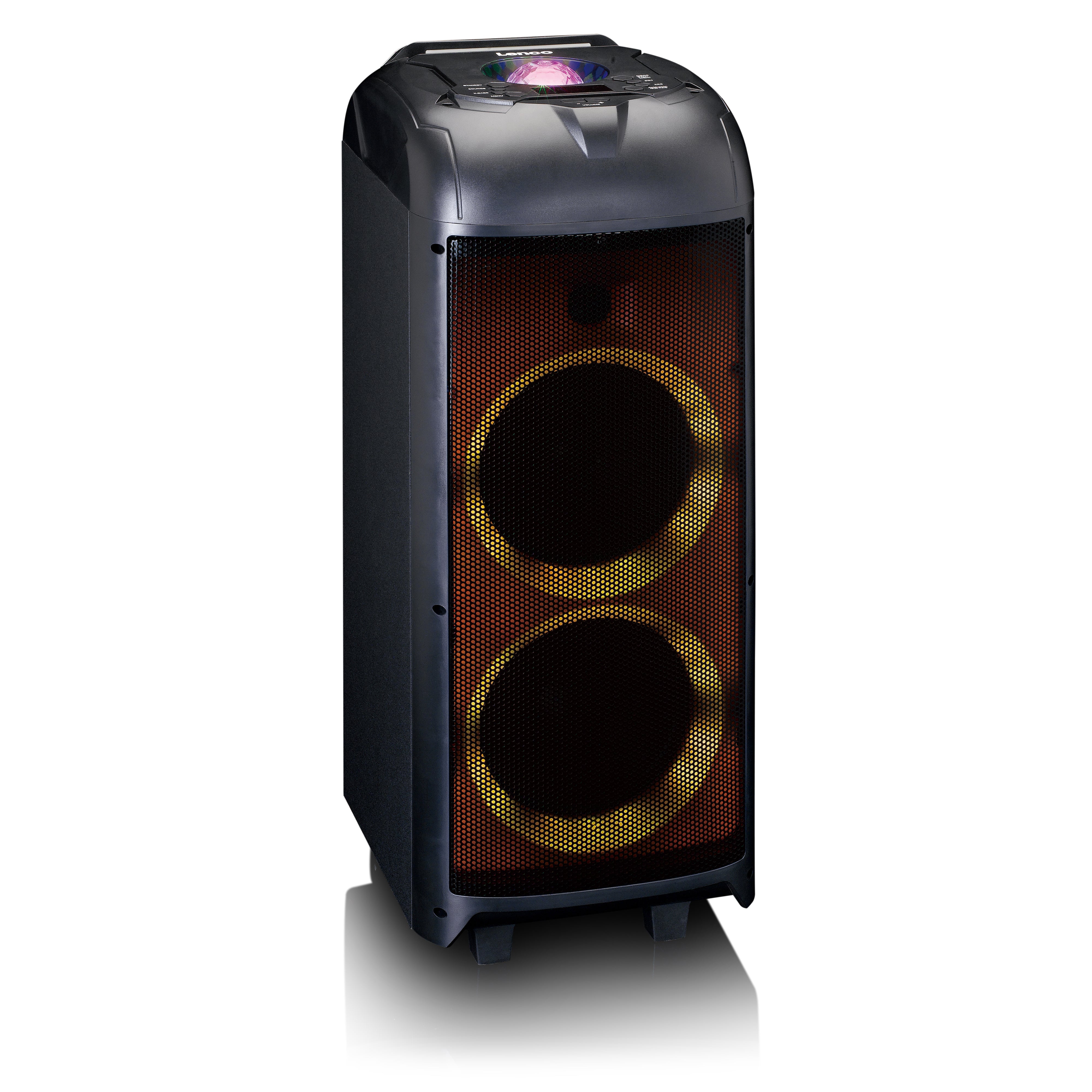 LENCO - PA-260BK - PA with full front LED lighting and disco ball - Refurbished