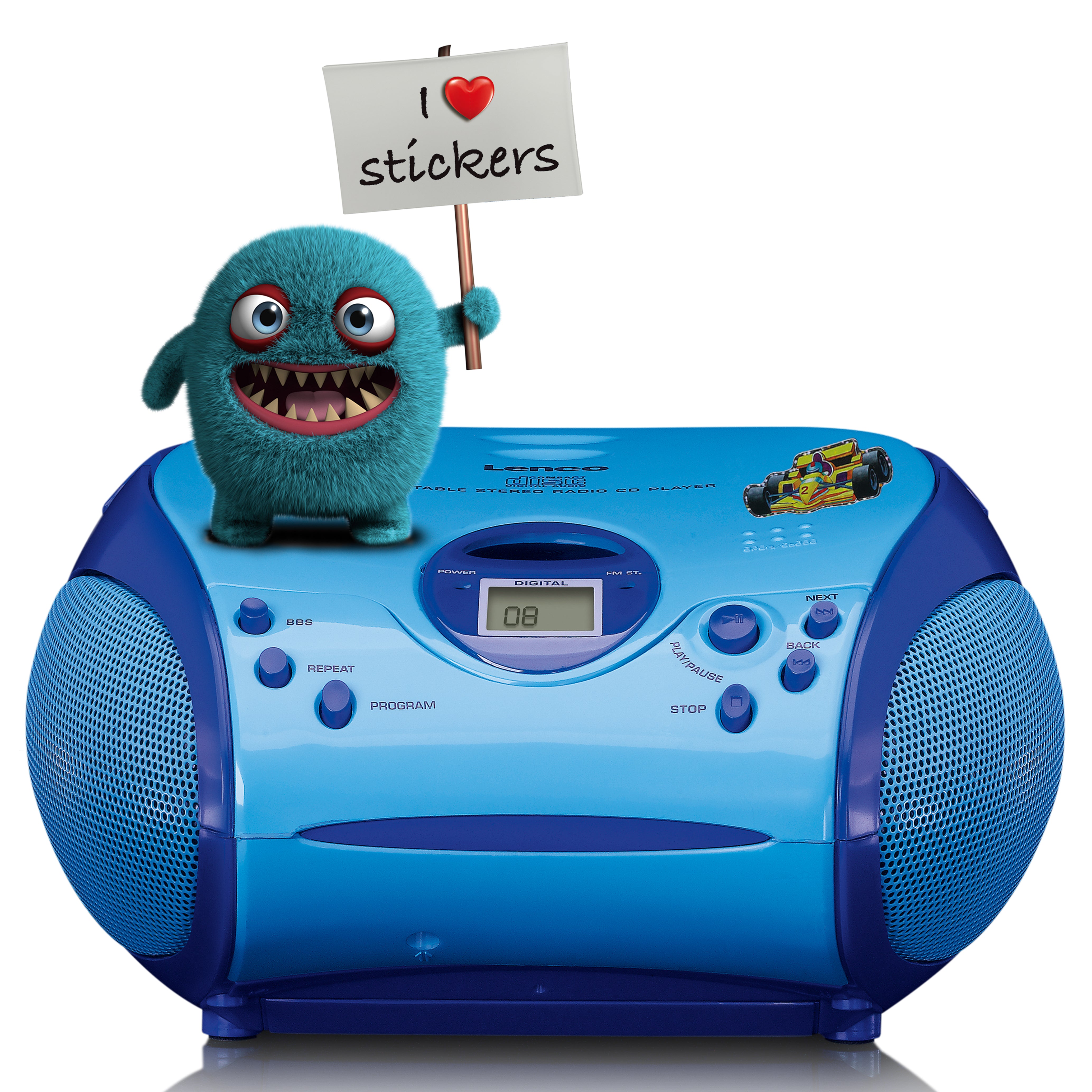 LENCO SCD-24BU kids UK - Portable stereo FM radio with CD player - Blue