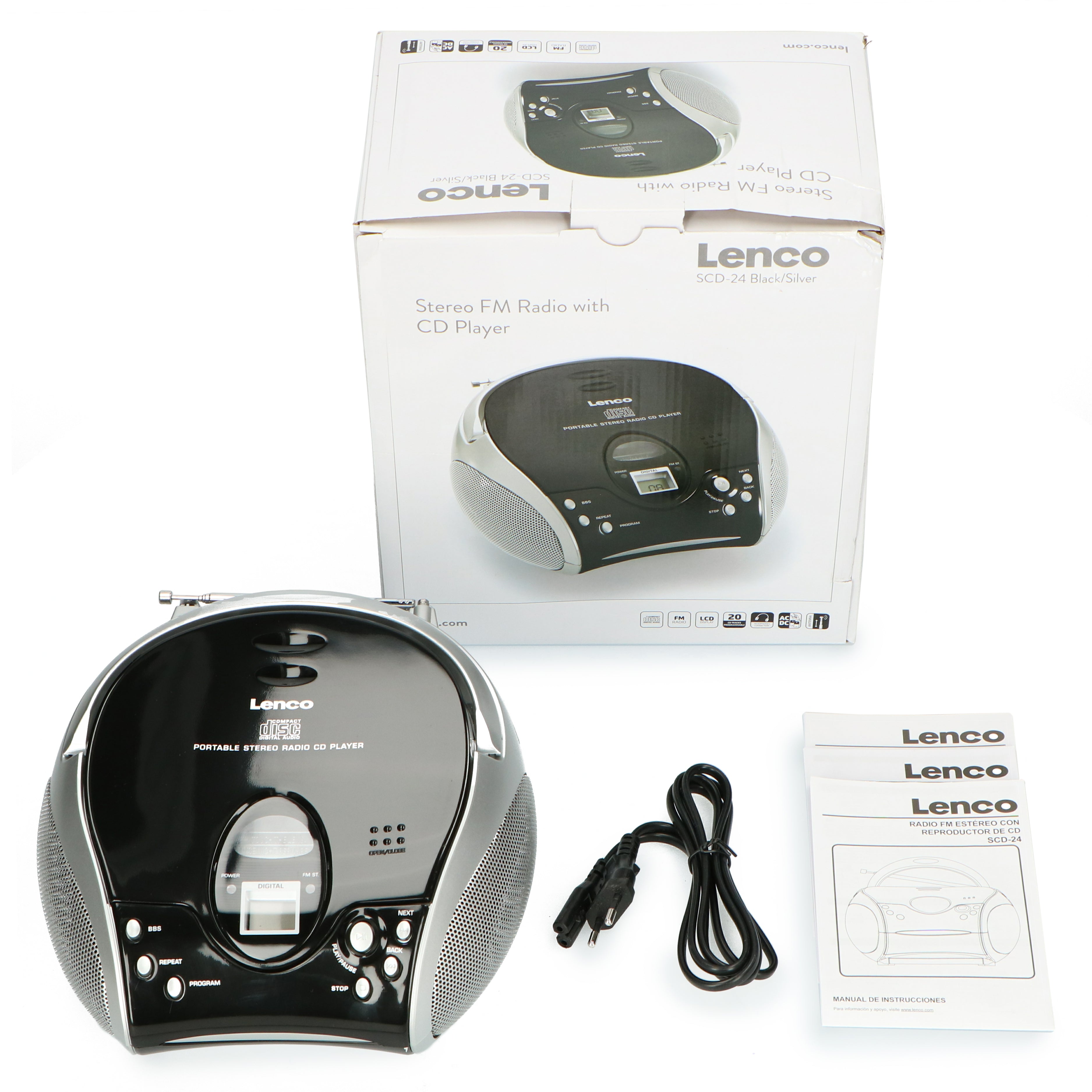 LENCO SCD-24 Black/Silver - Portable stereo FM radio with CD