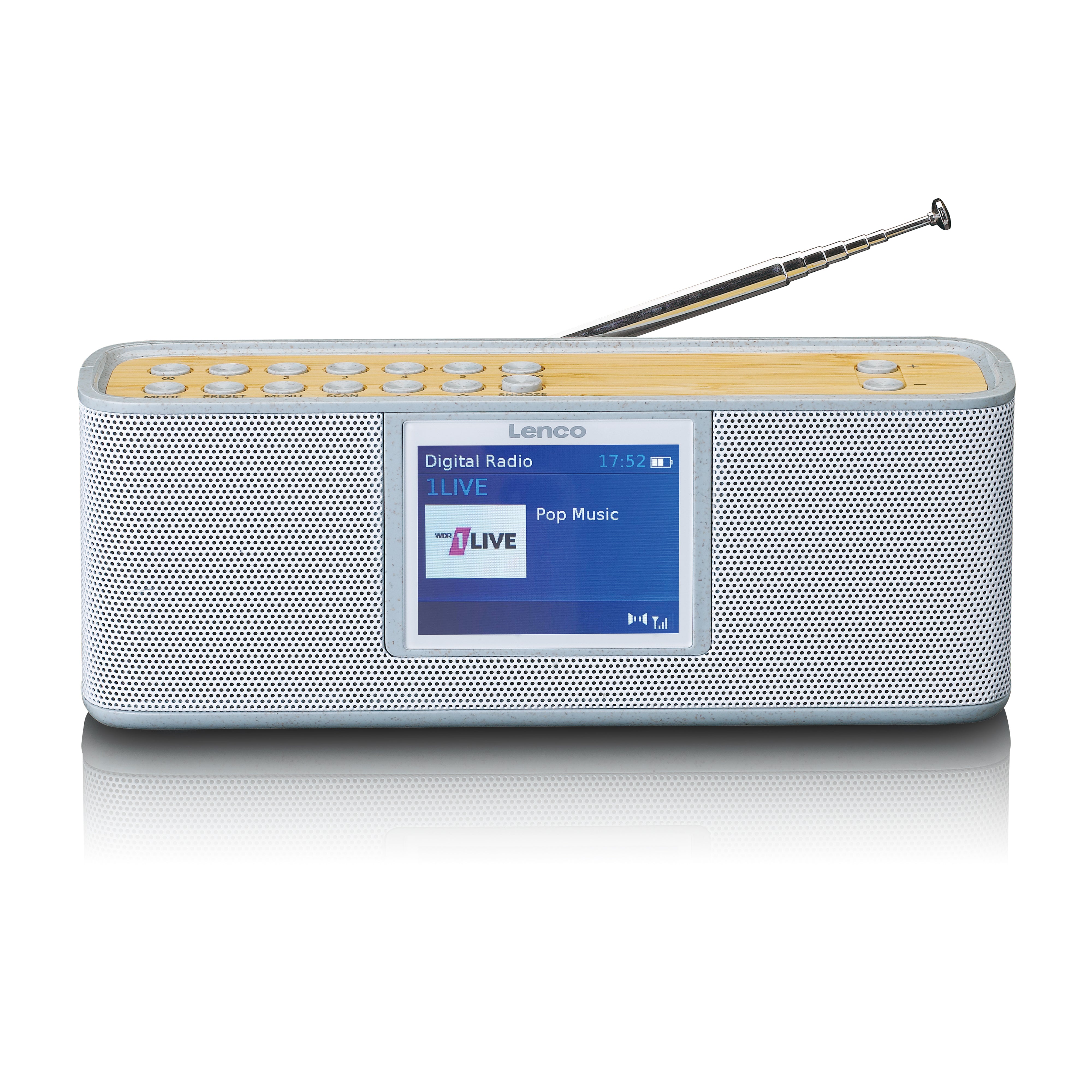 LENCO PDR-046GY - Eco met DAB+ 5.0, radio white/bamboo Bluetooth®