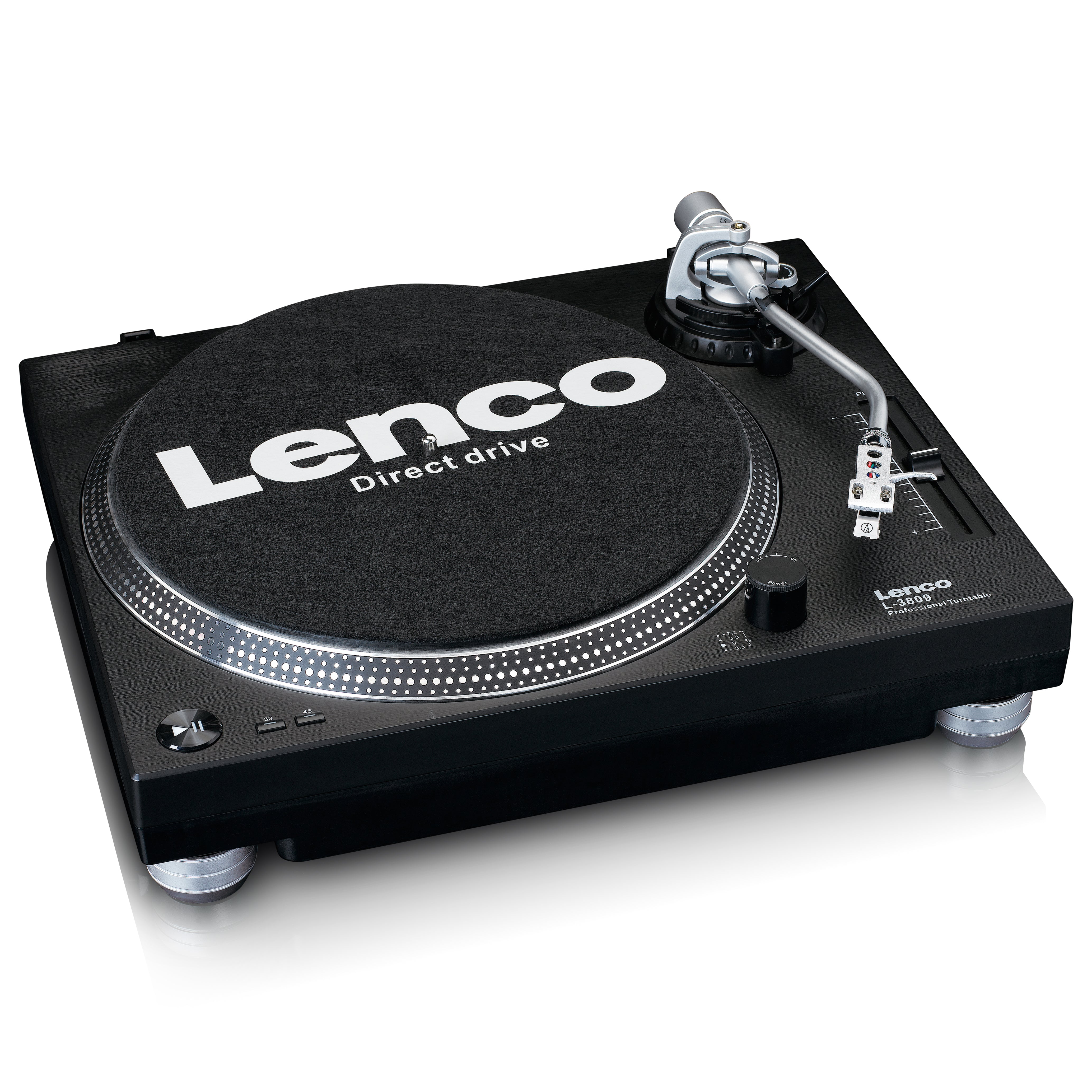 Lenco L-3809BK Direct drive turntable with USB PC Encoding Black
