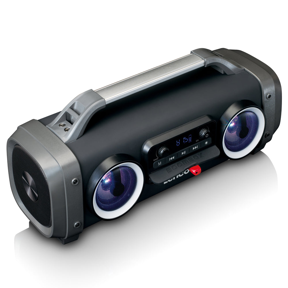LENCO - SPR-100BK - Splash proof Bluetooth® Speaker FM radio USB and SD with Light Effects - Black