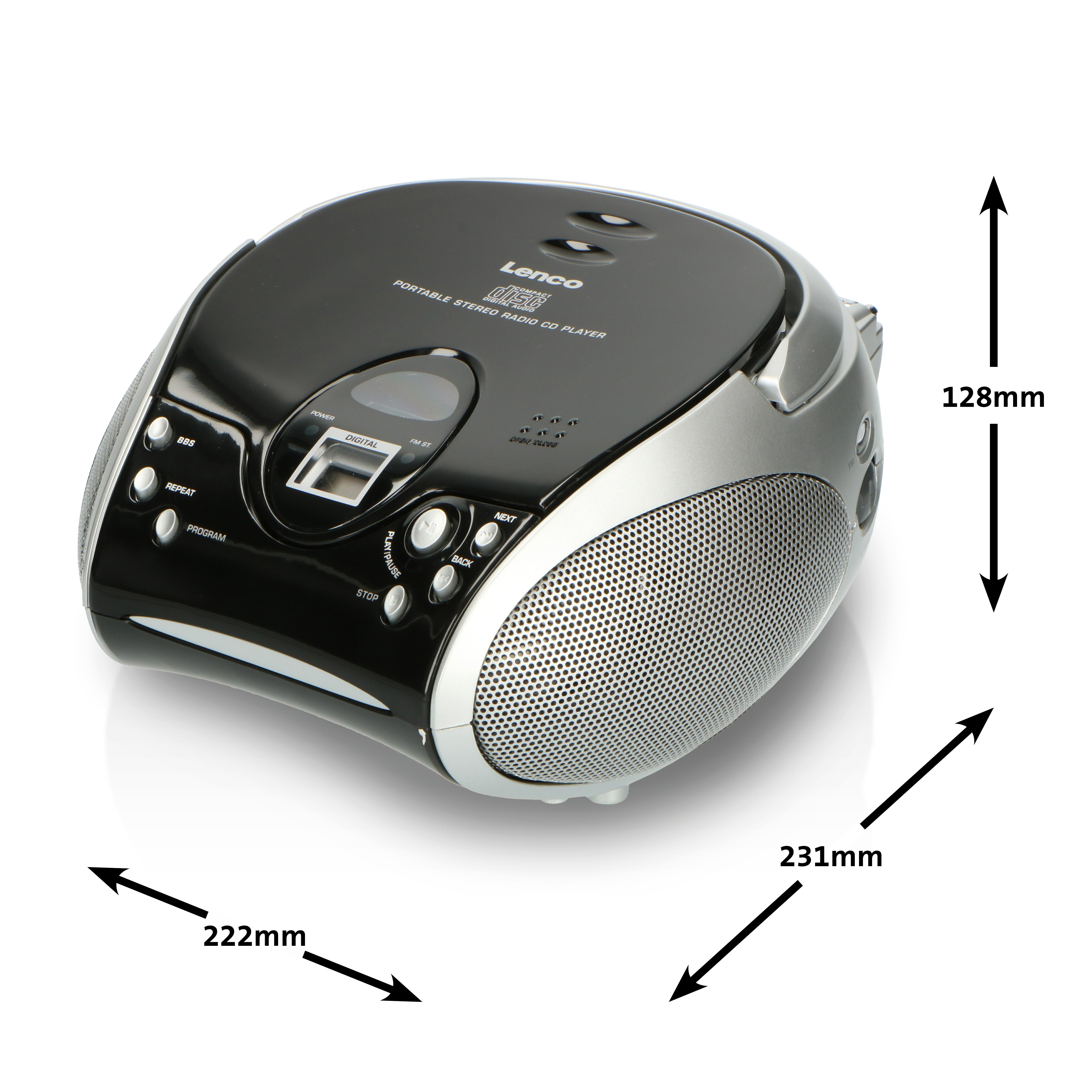 LENCO SCD-24 Black/Silver - Portable stereo FM radio with CD player - Black/silver