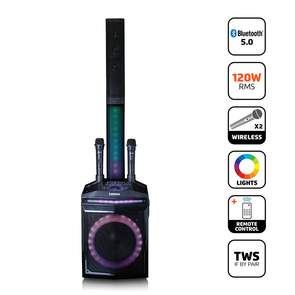 LENCO - PA-220BK - PA with subwoofer and detachable tweeter column