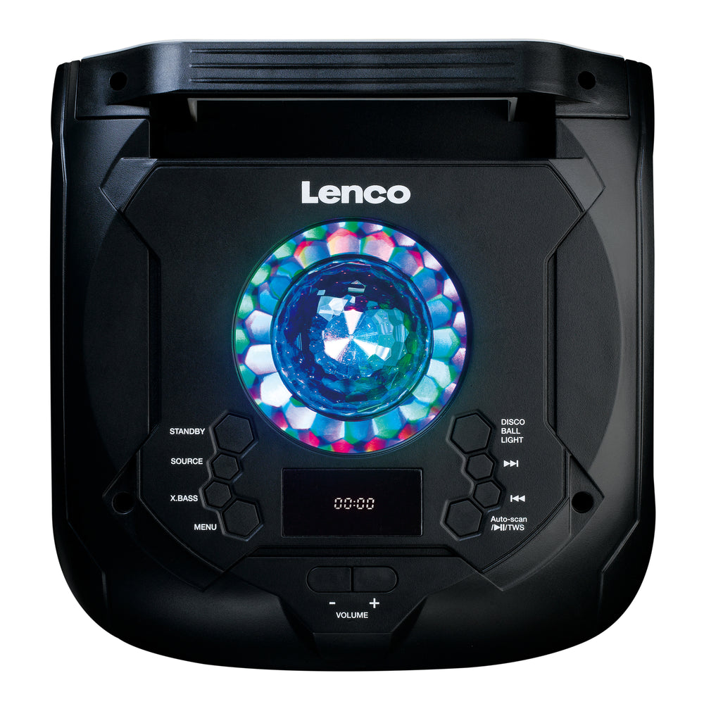 LENCO - PA-260BK - PA with full front LED lighting and disco ball