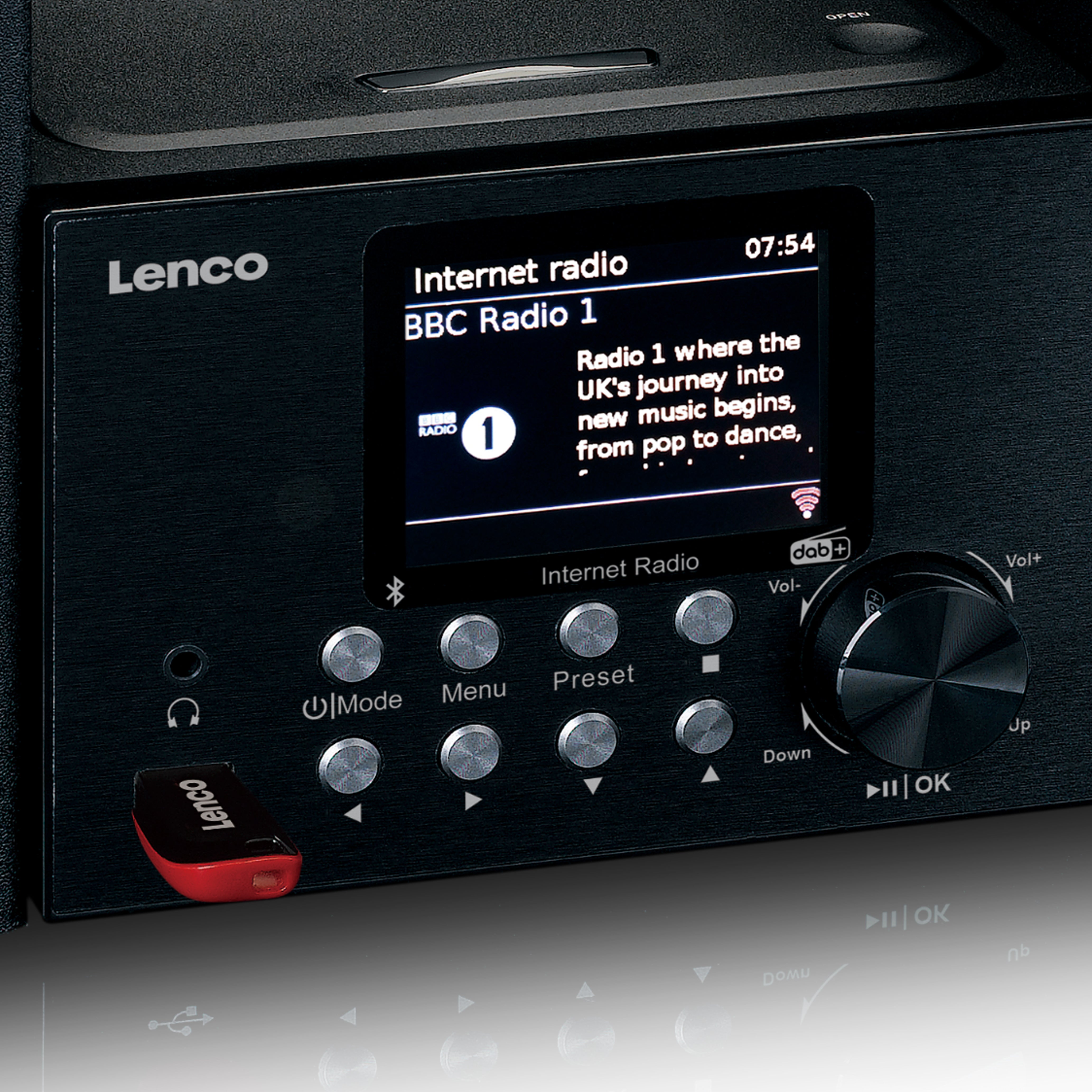 LENCO MC-250BK UK - Micro set with Smart Radio, CD/USB player, interne