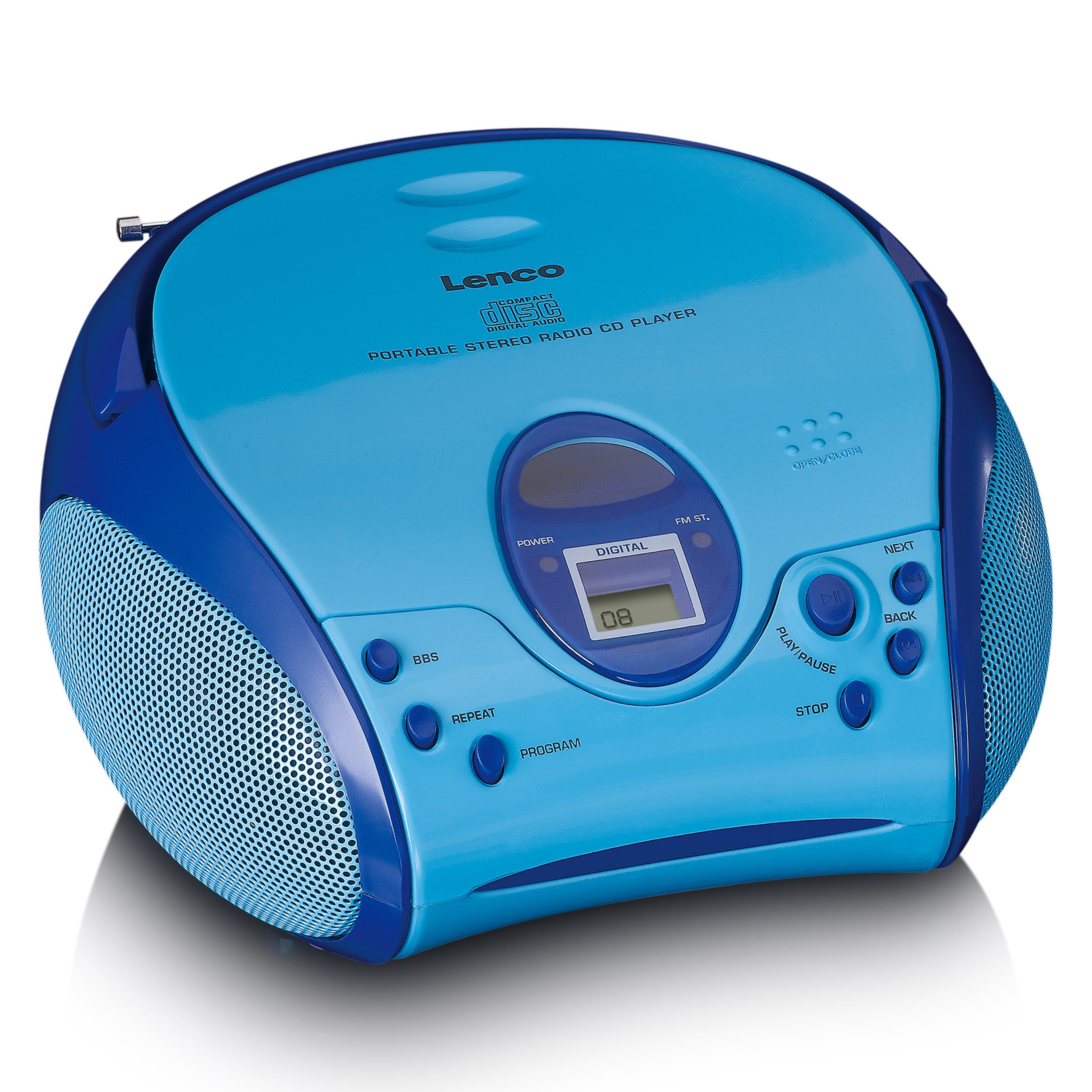 LENCO SCD-24BU kids UK - Portable stereo FM radio with CD player - Blue